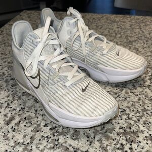 Nike LeBron Witness 10.5 White Metallic Silver CZ4052-102 Mens Sneakers